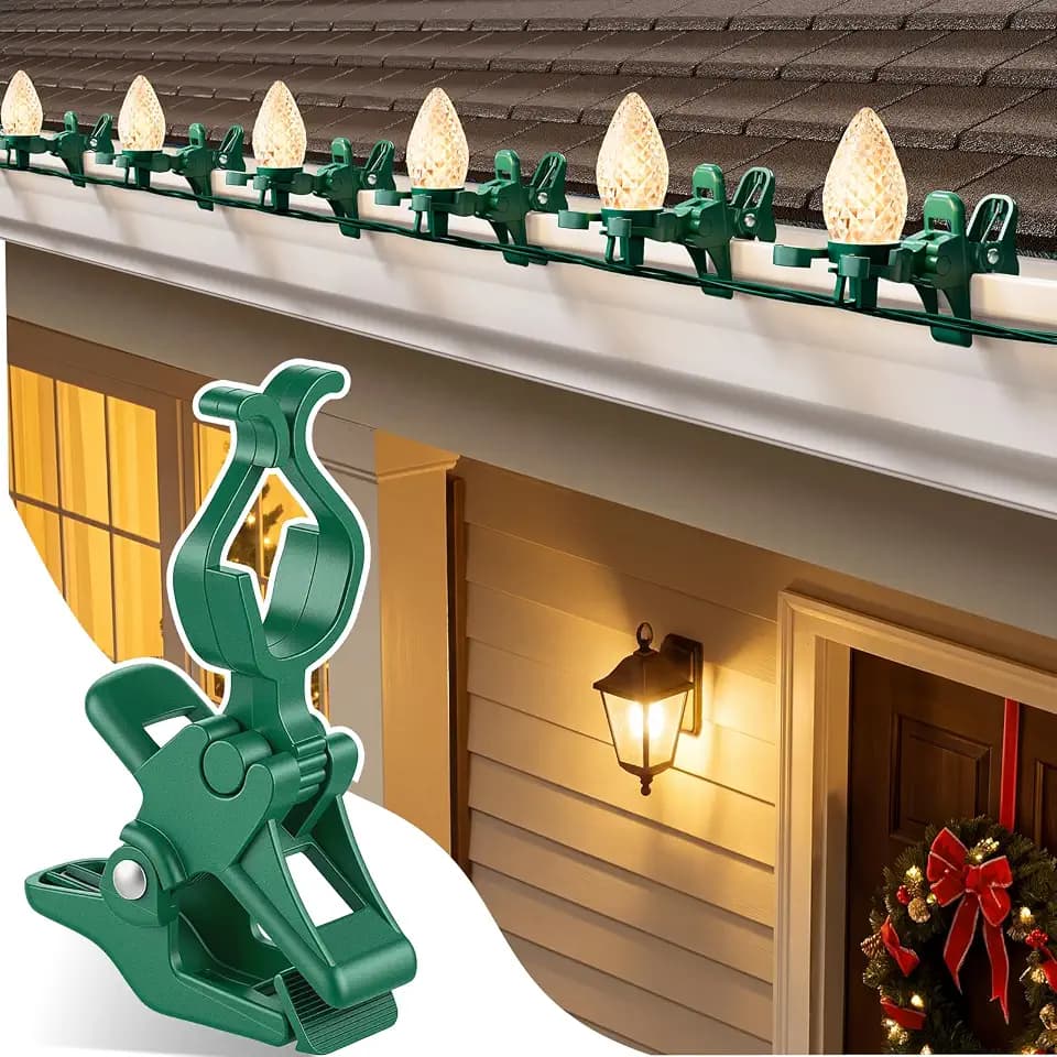 Christmas Light Clips, 100 Count Universal Spring Clips for C7 C9 Lights