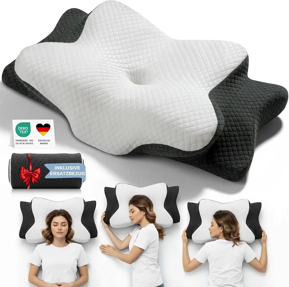 Mirbex® Ergonomisches Kissen mit Ersatzbezug, Memory Foam Nackenstützkissen