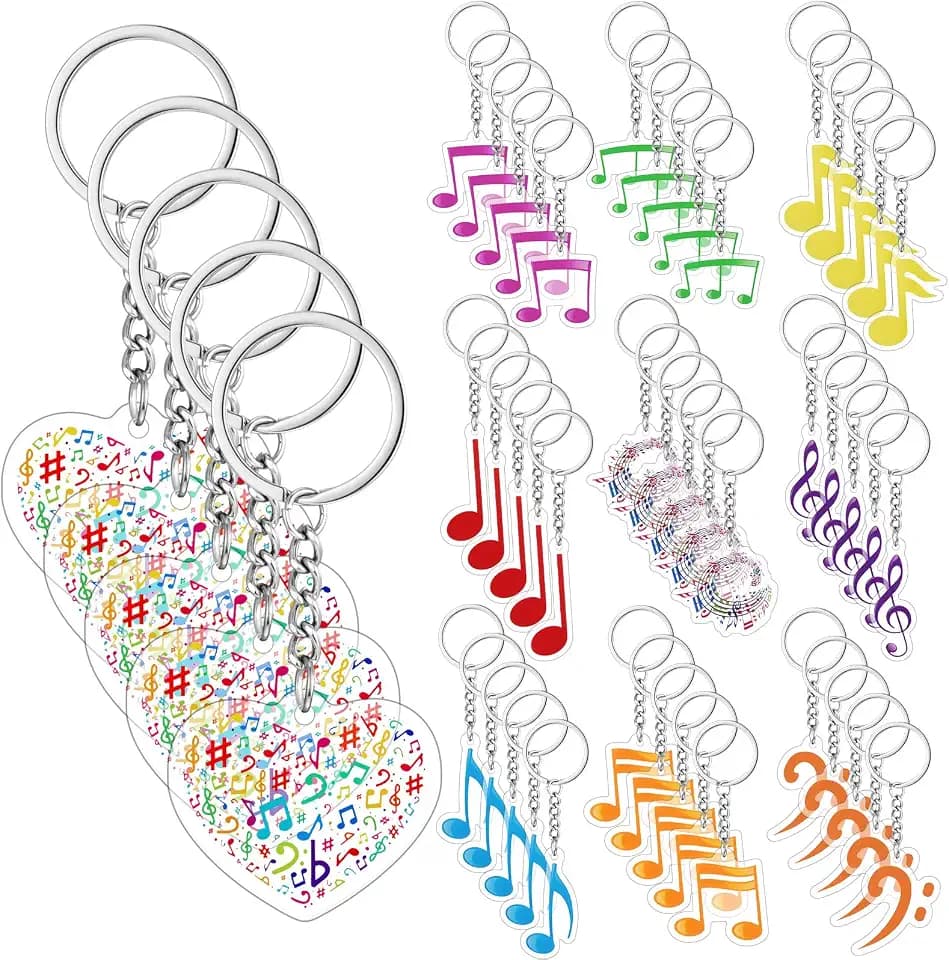 Sureio 50 Pcs Musical Note Key Chain Acrylic Music Keychain