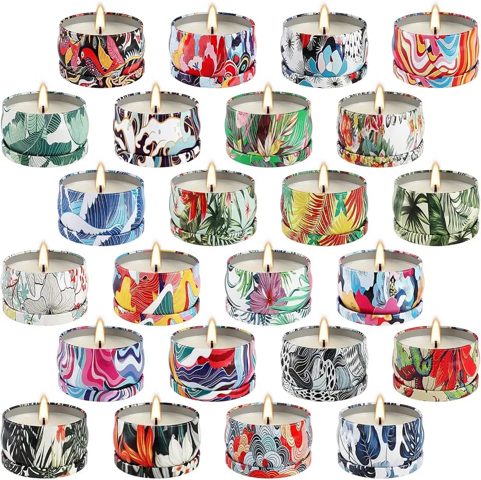 WPONSZU Set 24 Pack Scented Candles Gifts Soy Wax Travel Tin Jar Candles for Home 2.5 OZ jar Candles for Mom for Christmas, Birthday, Thanksgiving, Mother's Day