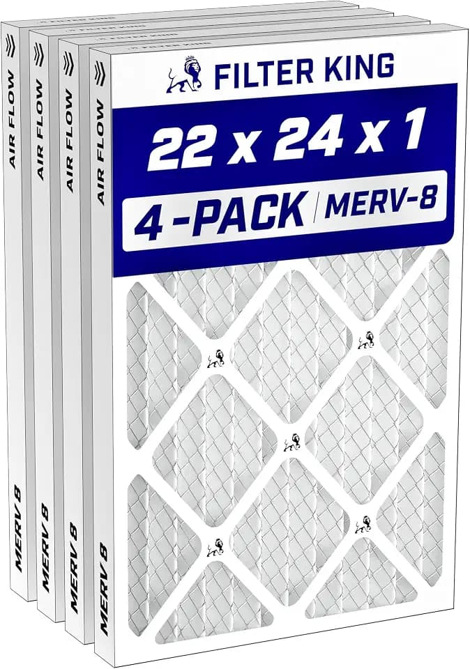 Filter King 22x24x1 Air Filter MERV 8, AC Furnace Filters (4-Pack)