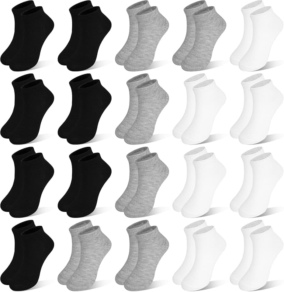 ZERULETS Kids Socks, 20 Pairs Boys Girls Low Cut Ankle Socks 1-13 Years