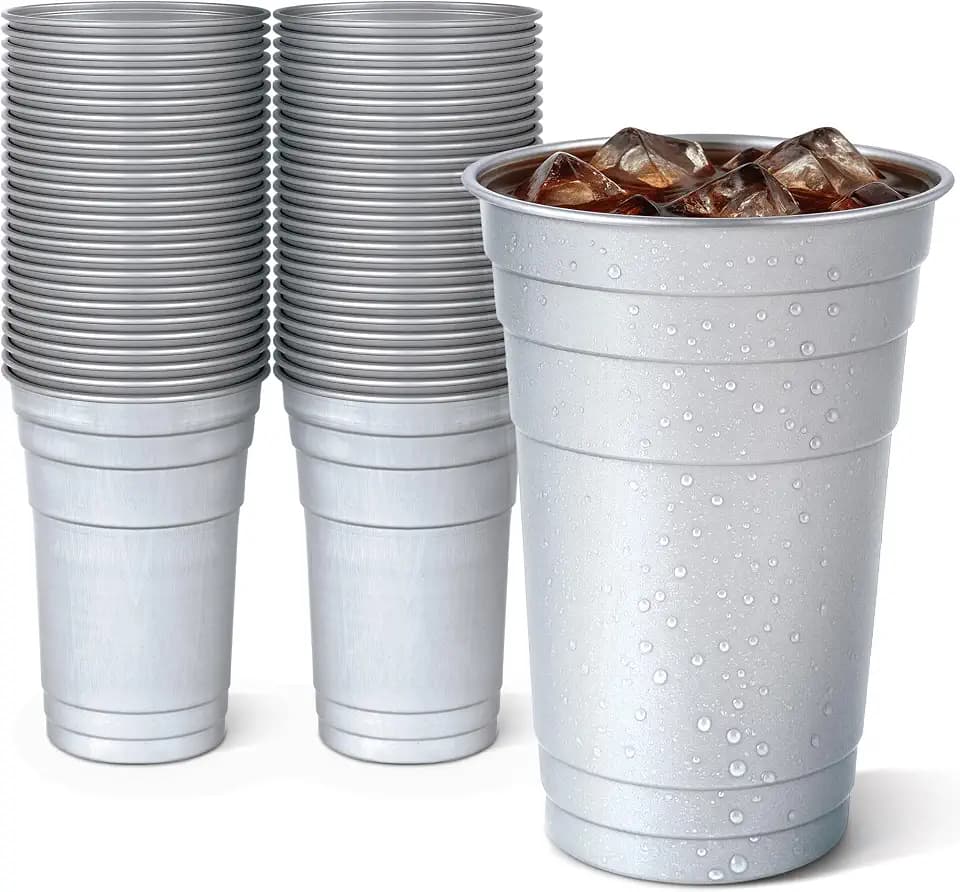 Stock Your Home 20oz Infinitely Recyclable Aluminum Cups (30 Pack) – Premium Disposable & Reusable Metal Cups, Durable Aluminum Drinkware for Events, Parties, and 4th of July Celebrations