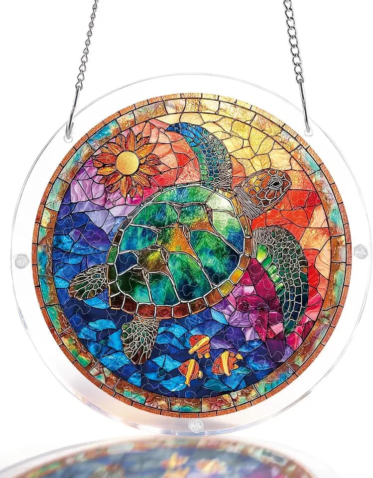 Acrylic Puzzles Suncatcher Sea Turtle 7.4 Inch Sun Catcher Jigsaw