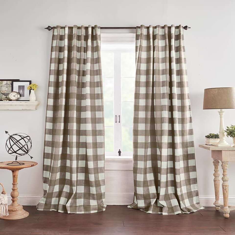 Grainger Rod Pocket Back Tab Window Curtain Panel, Espresso - 52" W x 95" L