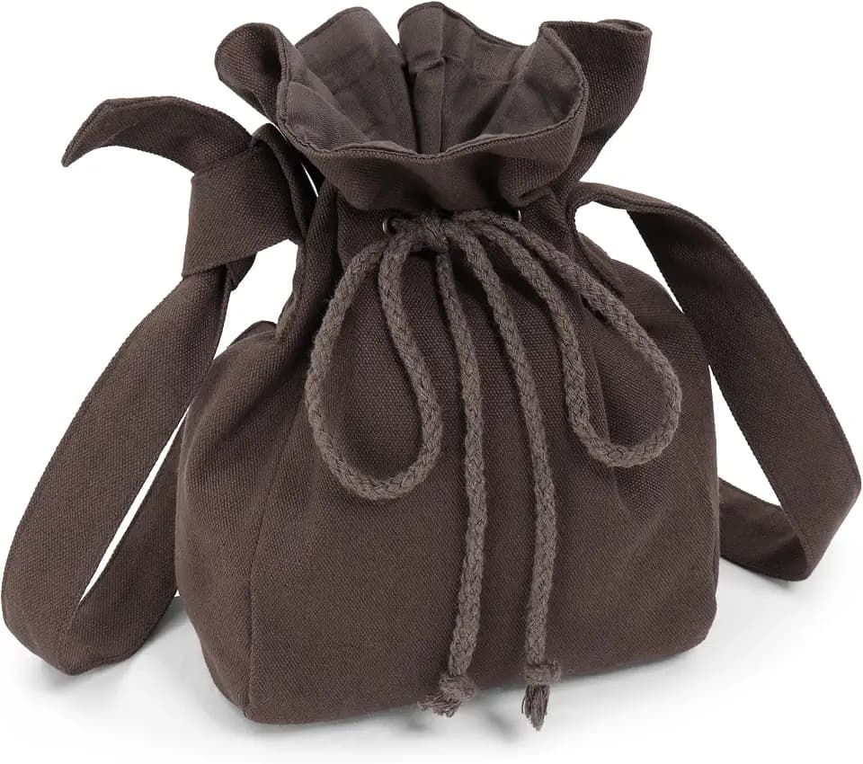FURPHI Medieval Drawstring Shoulder Bag Renaissance Canvas Dice Bag Coin Purse Ren Faire Costume Accessories