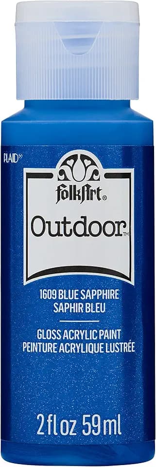 FolkArt Outdoor Acrylic Paint in Assorted Colors (2 Ounce), 1609 Metallic Blue Sapphire