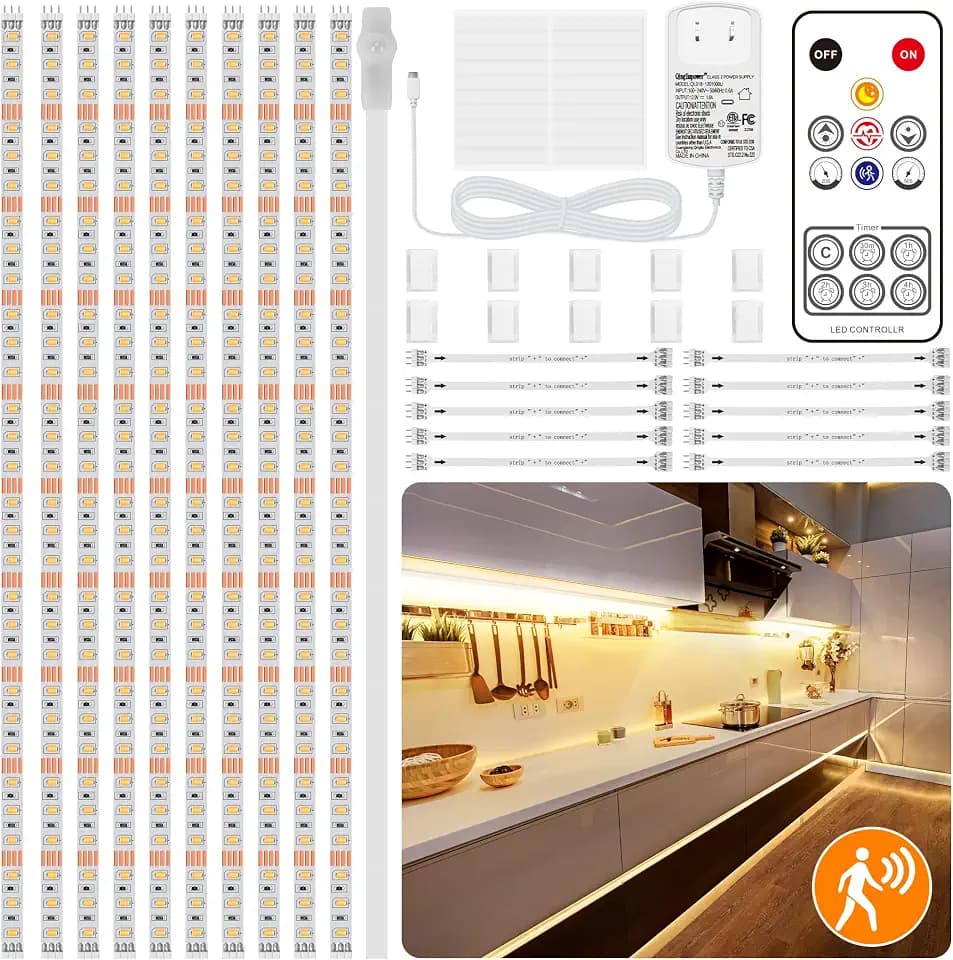 LAFULIT 10 PCS Motion Sensor Under Cabinet Lights Kit