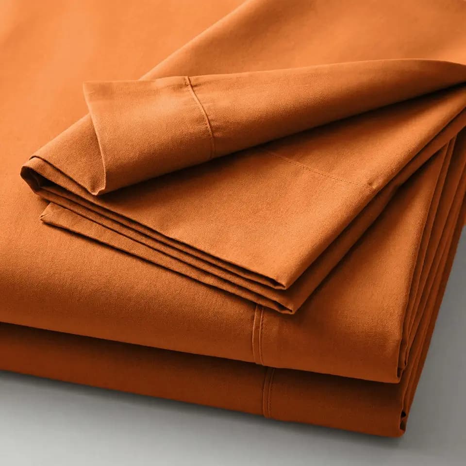 SUPERIOR Cotton Blend 800 TC Deep Pocket Sheet Set, Split King, Rust