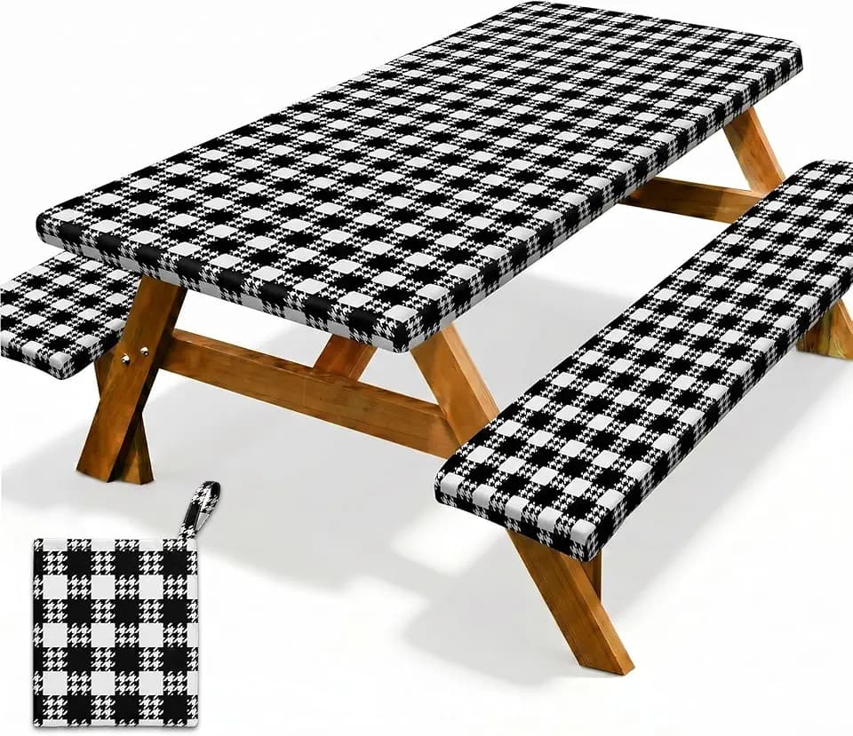 3 Piece Picnic Table Cover with Bench Covers, Camping Essentials