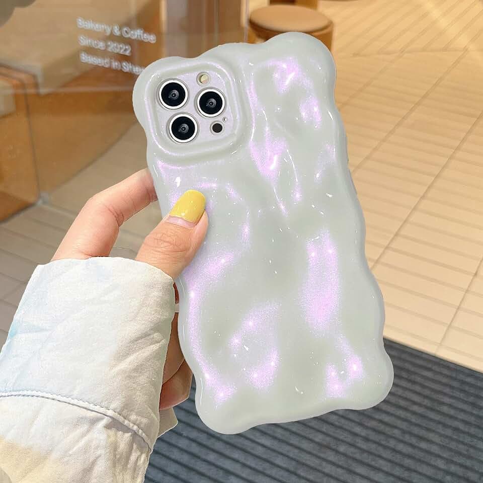 XIZYO Einfarbig Wellenform Hülle für iPhone 13 Pro Max, Funkelnd Rosa