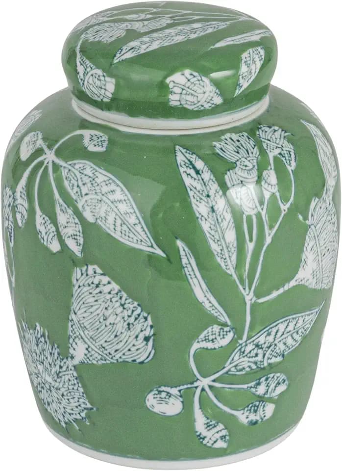 Creative Co-Op Decorative Ceramic Ginger Jar with Lid, Green