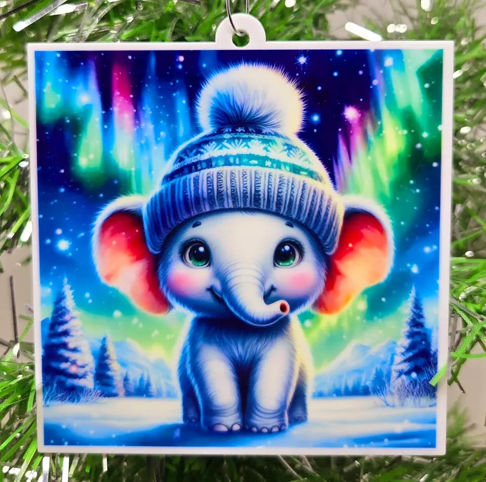 Elephant Northern Lights Ornament
