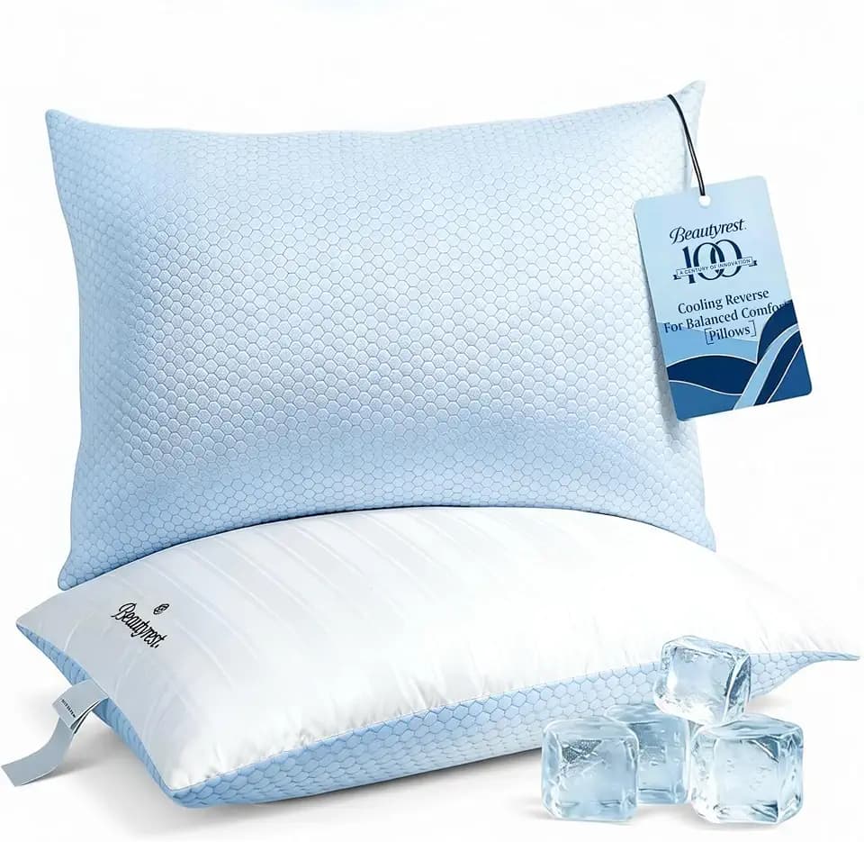Beautyrest Hotel Pillows Luxury Cooling Queen Size Set of 2 Soft Medium