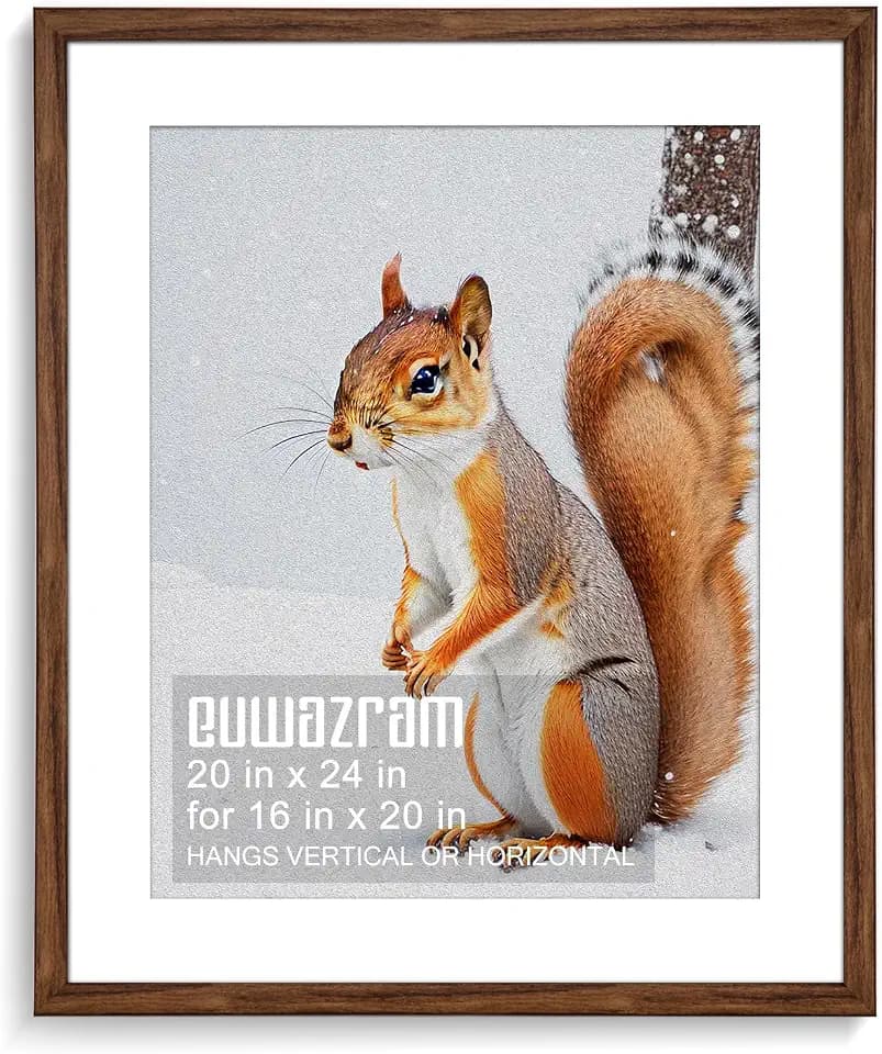 Rustic Walnut 20x24 Picture Frame with Mat for 16x20