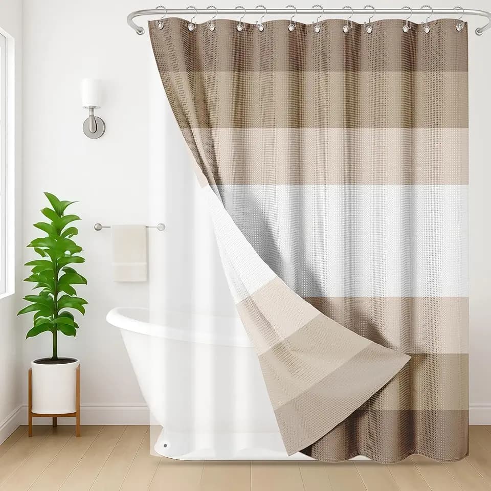 3 in 1 Shower Curtain and Liner,72 x 72 inch, Ombre Striped