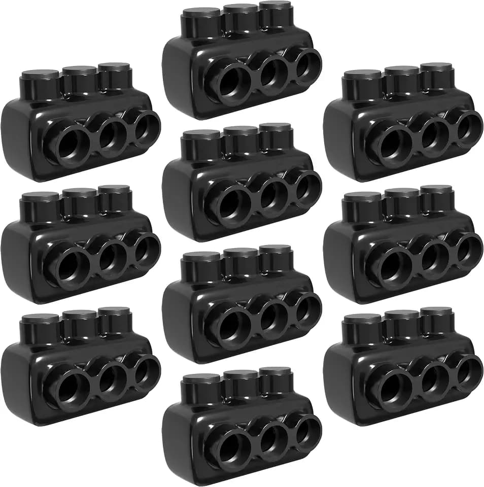 OHLECTRIC 10 Pack - Insulated Wire Connector 3 Port Single Side Entry for 3/0-6 Wire Range Lugs with 7/32 Hex Screw, Pre-Filled with Oxide Inhibitor - Wire Connectors, Electrical Connectors, Wire Tap