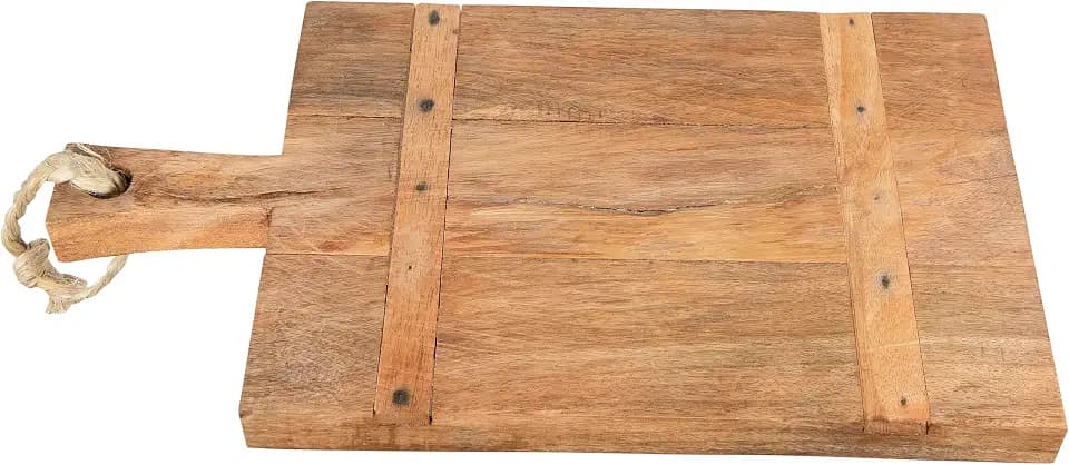 Creative Co-Op Mango Wood Serving Board with Rope Handle, Natural Finish