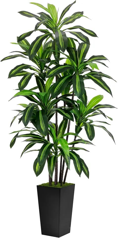 ASTIDY Artificial Plant 6FT Dracaena Fake Tree with Black Tall Planter