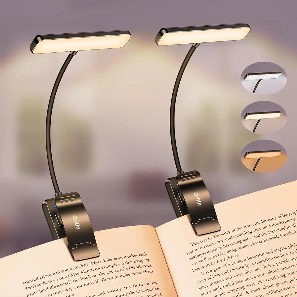 Gritin 2 Pack 19 LED Rechargeable Book Light for Reading in Bed