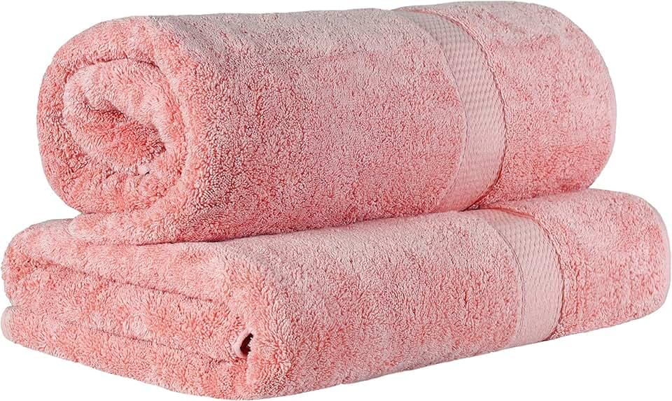 SUPERIOR Egyptian Cotton Pile Heavyweight Bath Sheet, 2 Piece Set, Tea Rose