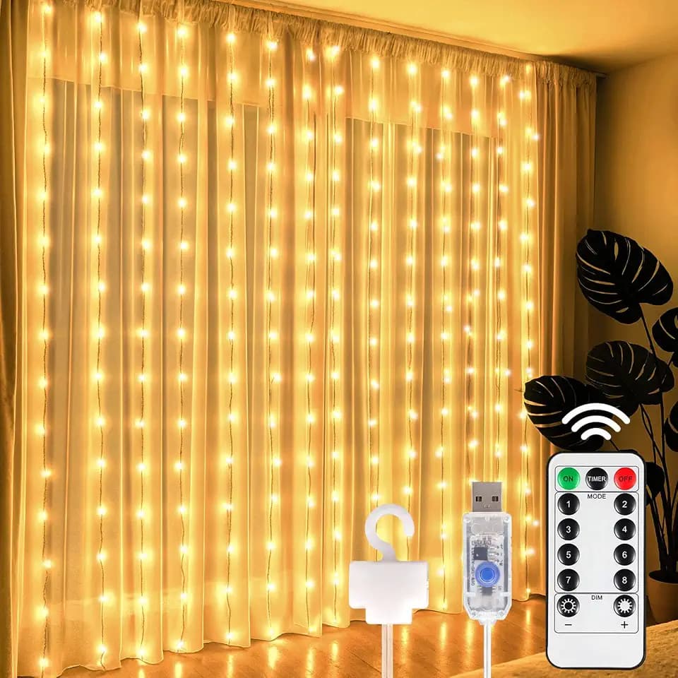 DomeStar 300 LED Curtain Lights for Bedroom, 9.8x9.8 FT Fairy Lights