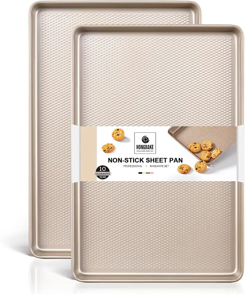 2 Pack Half Sheet Cookie Sheets for Baking, Nonstick Baking Pans