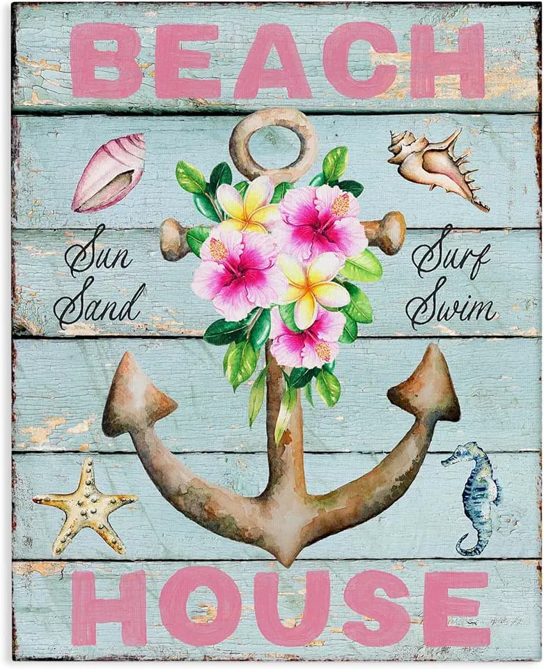 Stupell Industries 'Pink Beach House Rustic'| Canvas Art