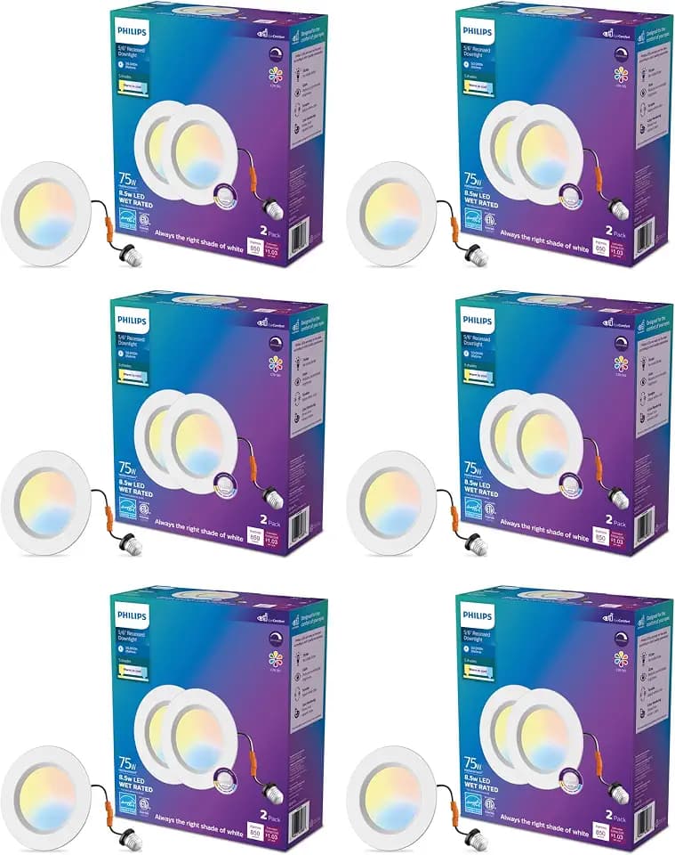 PHILIPS LED Retrofit Downlight, 5/6 Inch, 12-Pack