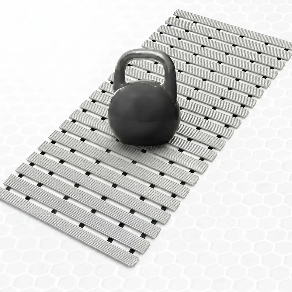 AceOrbit Weighted Non Slip Bath Mat for Textured Tub, Gray, 32 x 17 Inch