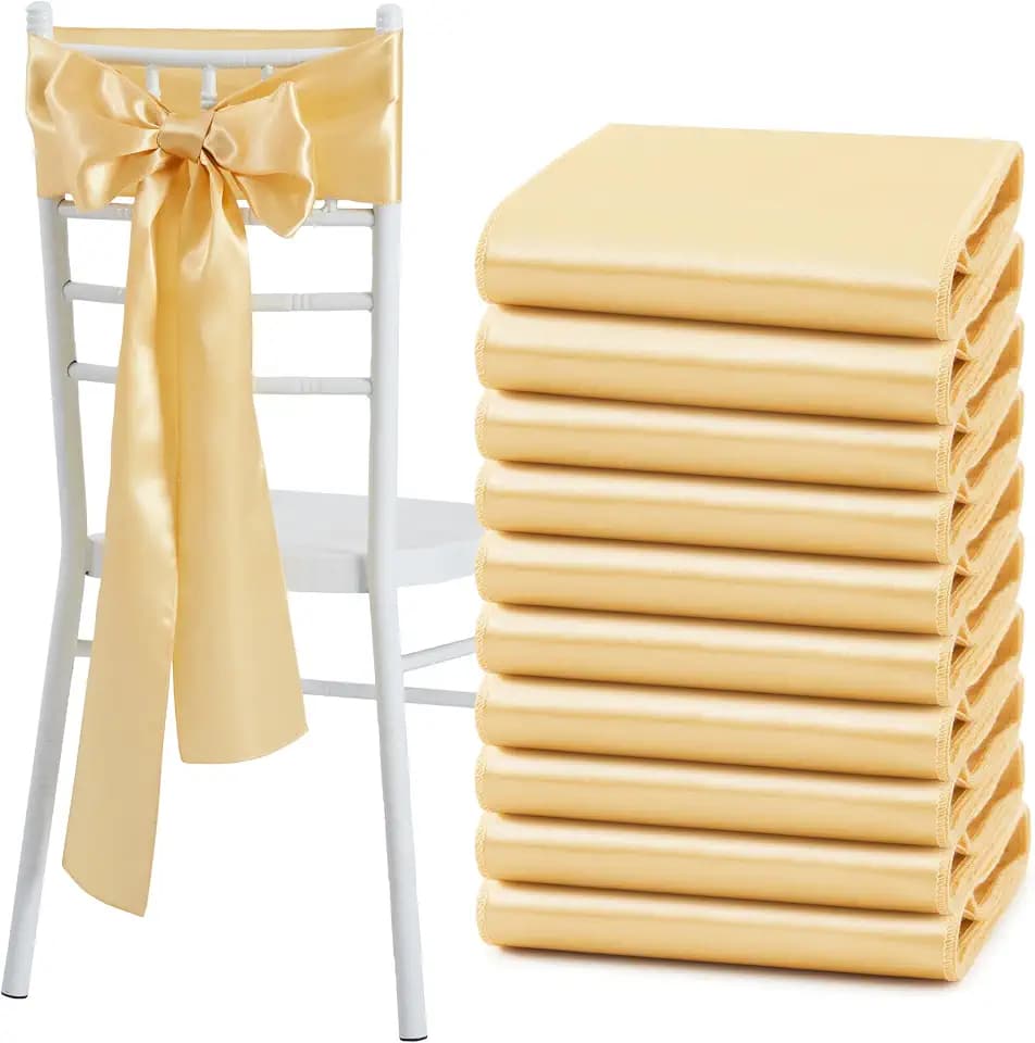 Gold Satin Chair Sashes, 6 x 108 inch, 50 Pcs