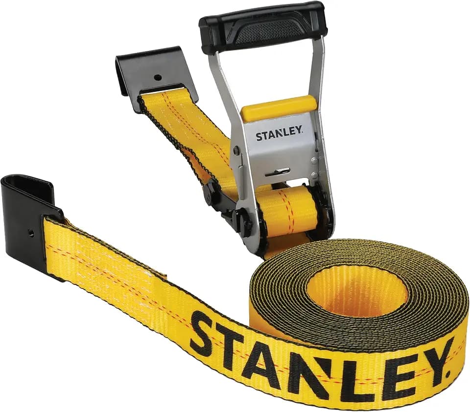 STANLEY 2" x 27' x 10,000 lbs Industrial Ratchet Strap with Flat Hooks