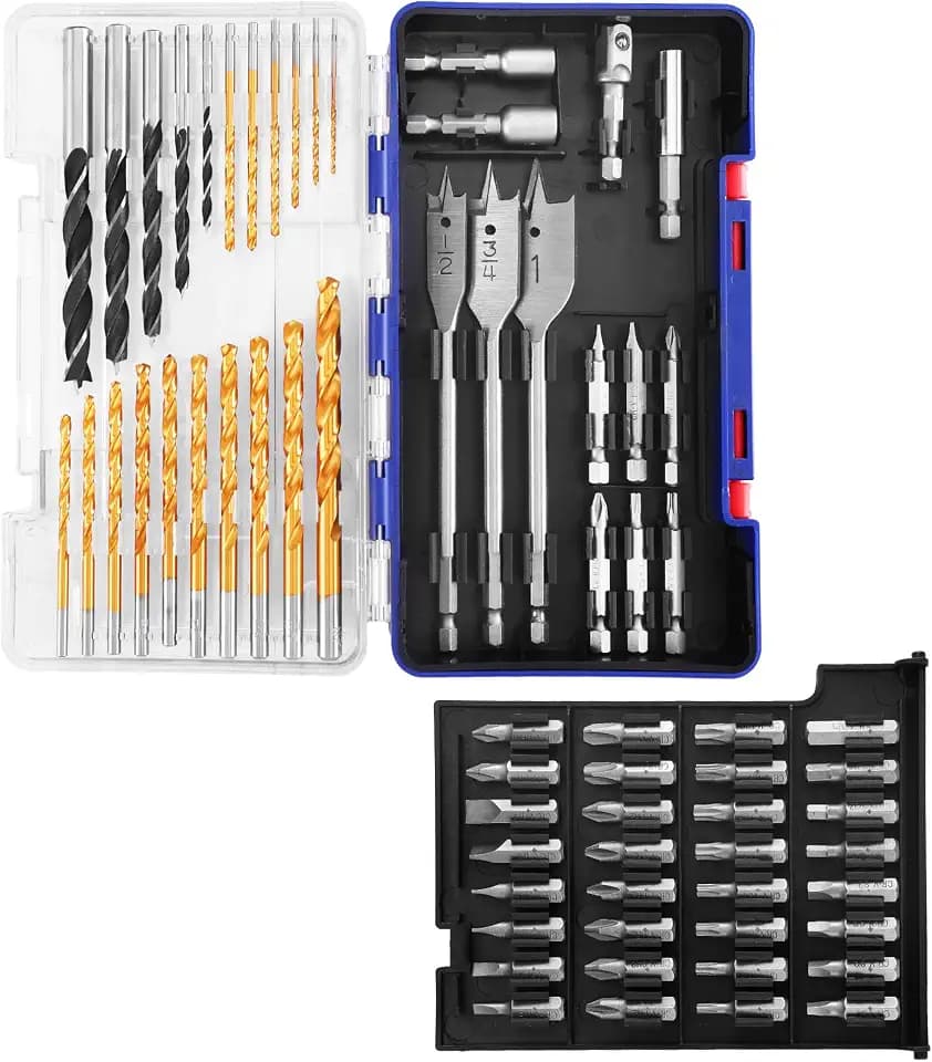 WORKPRO Drill Bit Set, 66-Pieces Impact Driver Bits Set and Screwdriver Bits Set for Screw Driving and Wood Metal Drilling with Storage Case, 1/4" Hex Shank