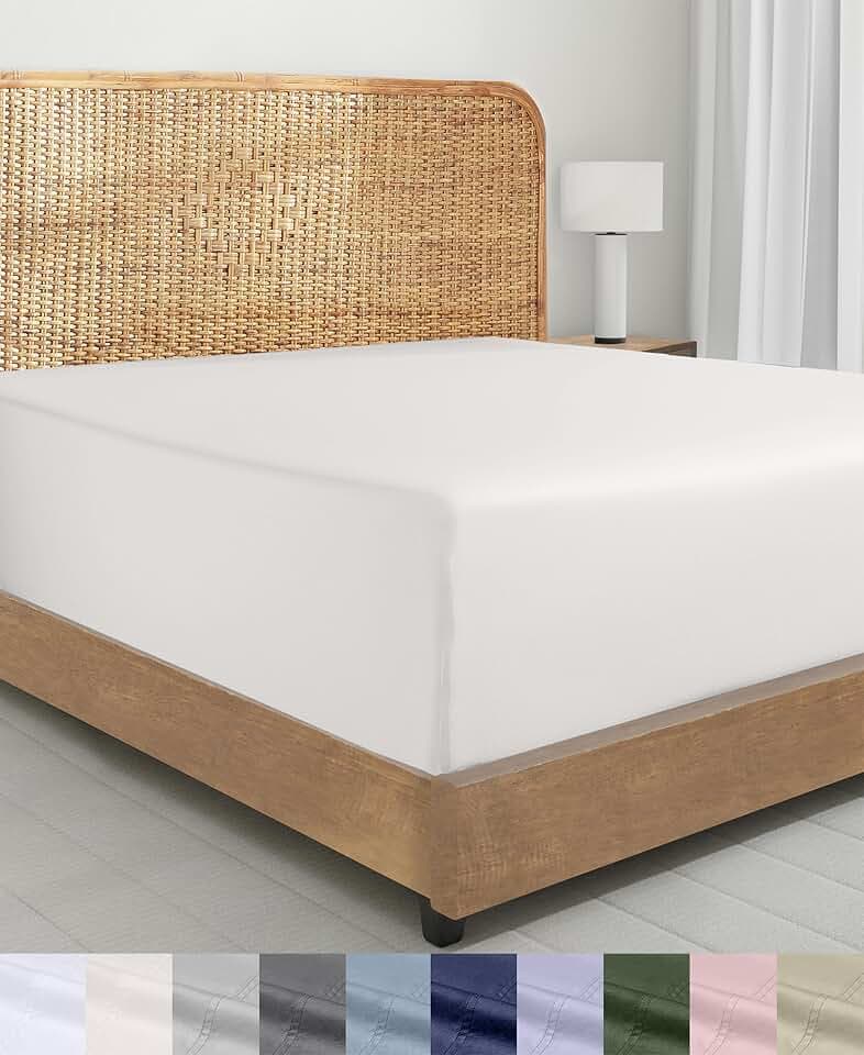 California Design Den 100% Organic Cotton King Fitted Sheet, True Ivory