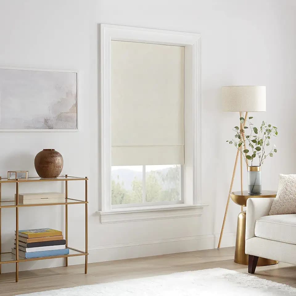 Eclipse Drew Cordless Blackout Roman Shade, 39x64, Ivory