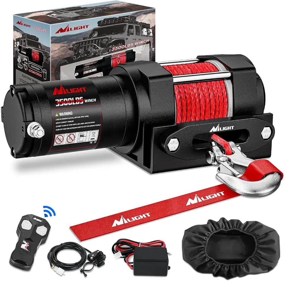 Nilight 3500 lbs ATV Winch 12V Electric Winches with Synthetic Winch Rope