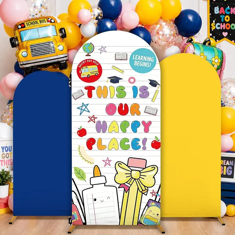 3Pcs Back to School Notebook Pencil Arch Backdrop Covers 4ft 5ft 6ft