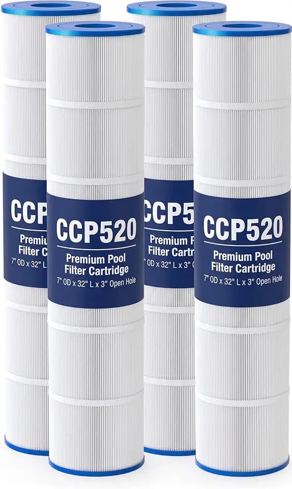 4-Pack CCP 520 Pool Filter Cartridge Replacement for Pentair Clean & Clear Plus 520 (#160332), Waterway 525 | 520 Sq. Ft. Compatible with Unicel C-7472, FC-1978, OEM 178585, R173578