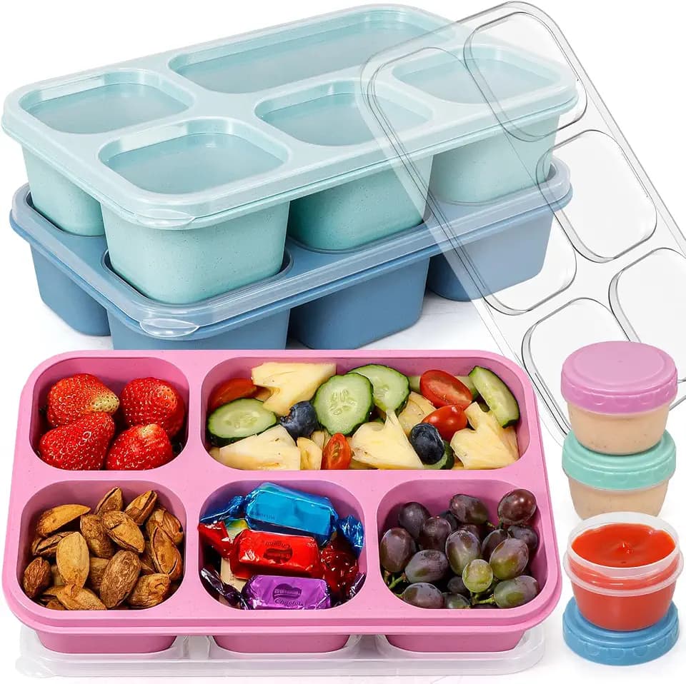 Caperci Bento Box Adult Lunchable Container with 3pc Dressing Cups