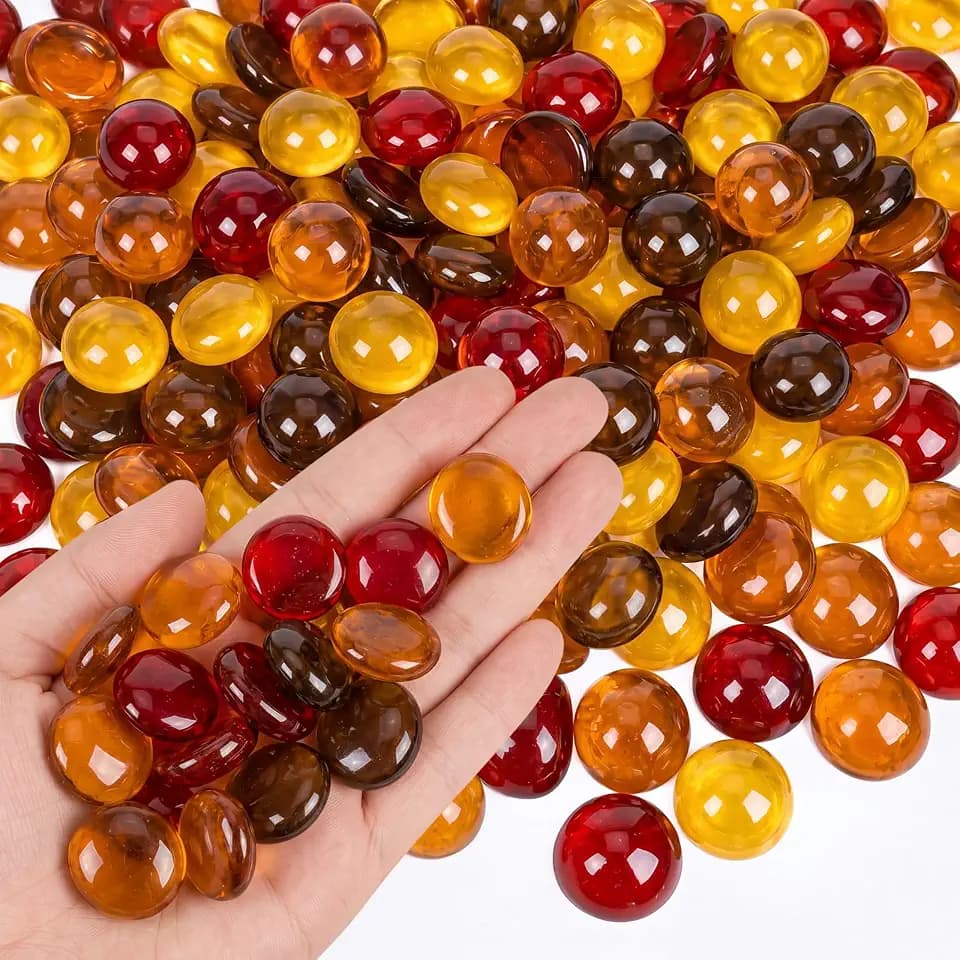 300 Pcs 5 lb Fall Flat Glass Marble Bulk Autumn Vase Fillers
