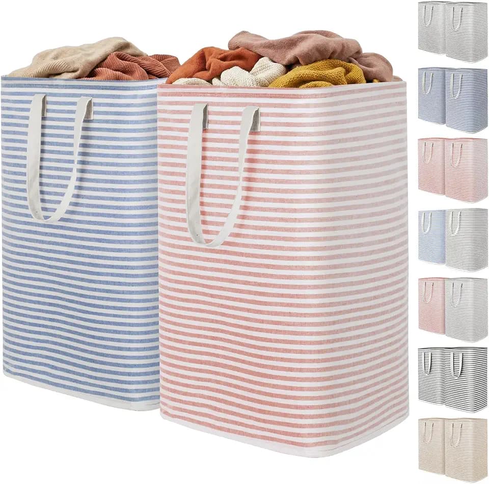 Lifewit 80L Large Laundry Baskets, Laundry Hampers Bags, 2 Pack, Pink&Blue
