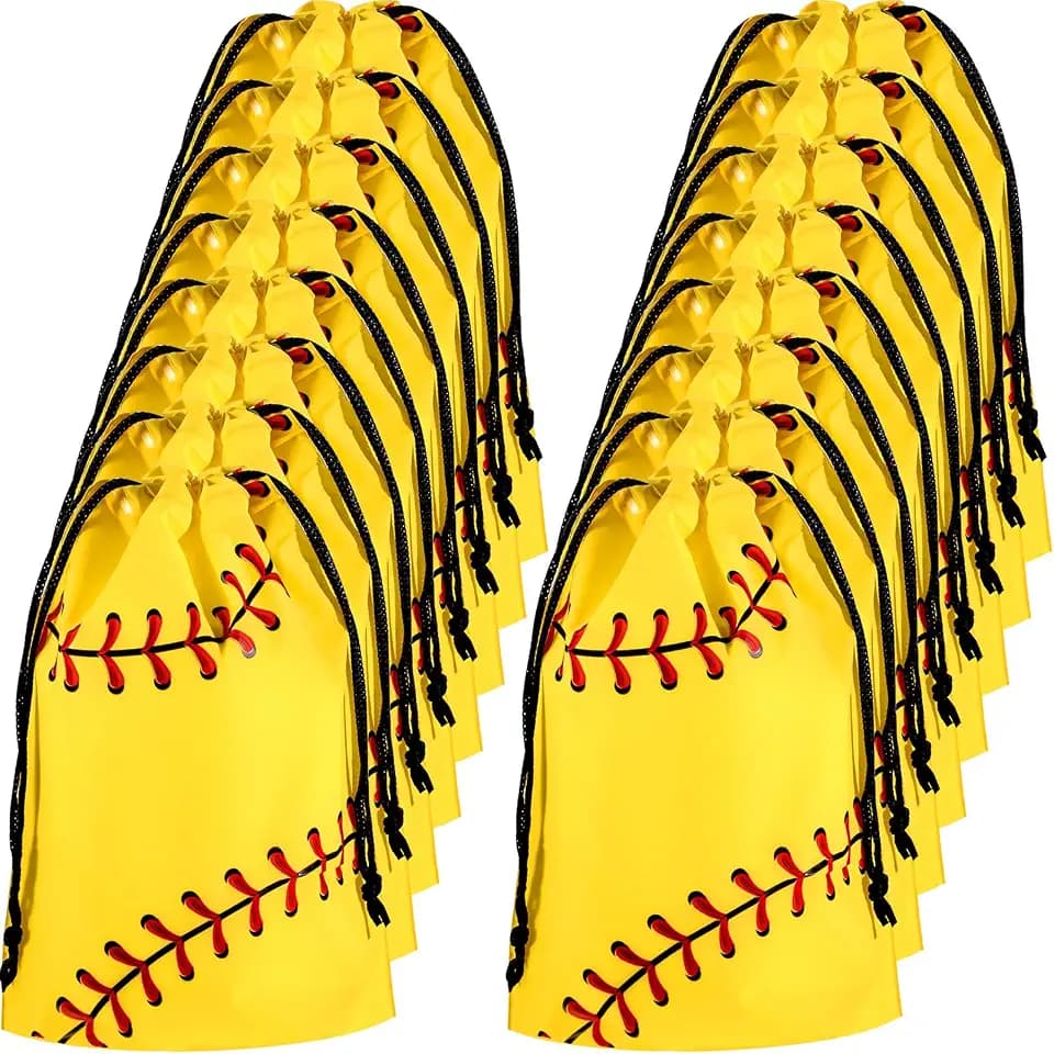 Silkfly 50 Pcs Softball Snack Drawstring Bags Plastic Bags, 6 x 8 Inch