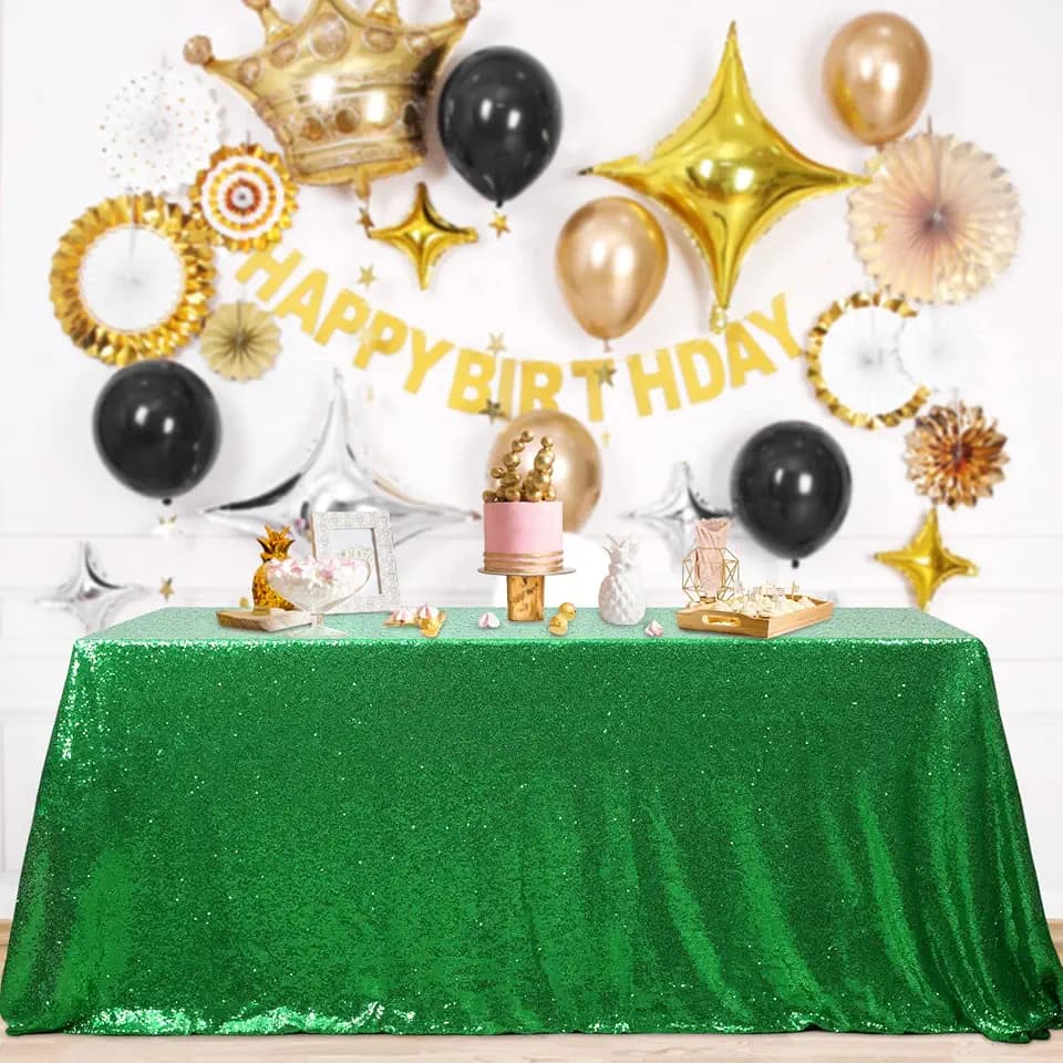 Green Tablecloth Christmas Green Sparkle Tablecloth 8.5ft Sequin Tabletop