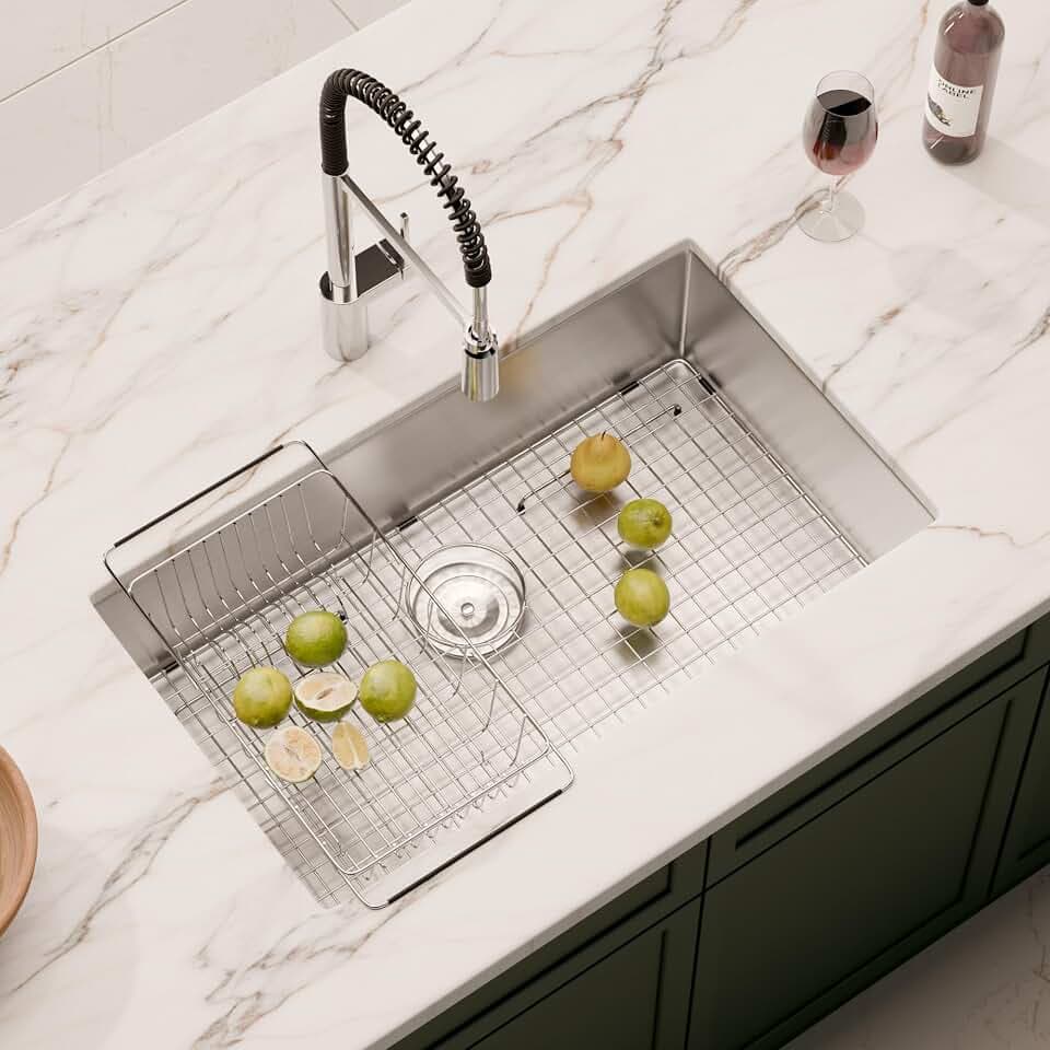 Kitchen Sink 32 Inch Undermount Stainless Steel, 16 Gauge 304 Workstation Sink,Deep Large Capacity Easy Clean Sink,32 x 19 x 9 Inch