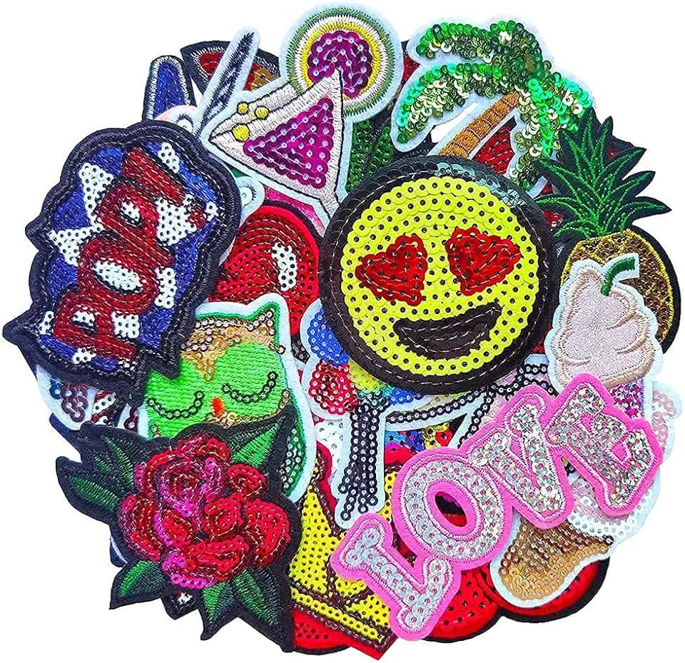 Qingxi Charm Sequins Sewing on/Iron on Embroidered Patches Clothes Dress Hat Pants Shoes Curtain Sewing Decorating (Sequins 32pcs)