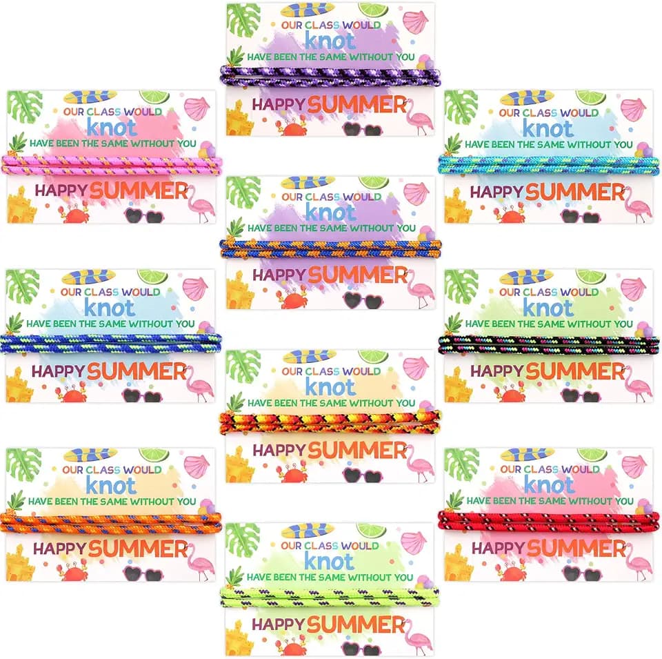 WorldBazaar End of Year Gifts for Kids Bulk 30 Sets Graduation Knot Bracelets 2026 with Cards for Students Friendship Bracelets Classroom Kindergarten Summer Grad Gifts