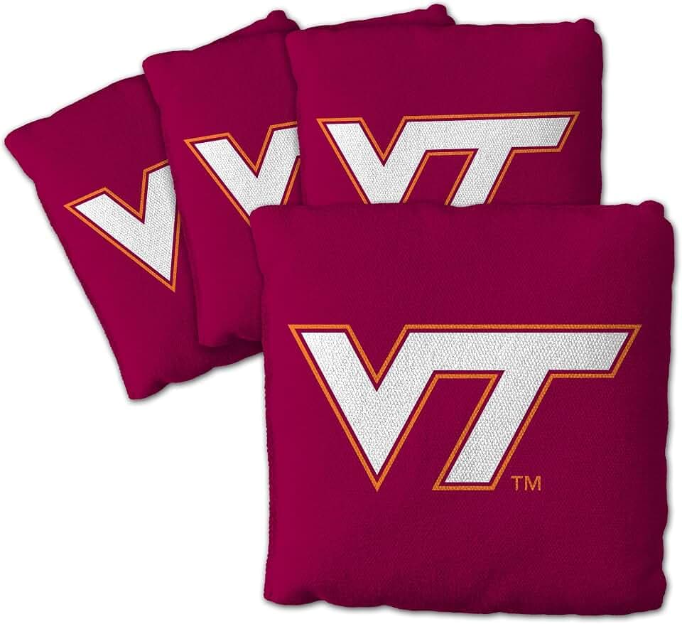 YouTheFan Officially-Licensed NCAA Set of 4 Cornhole Bags - All Weather Regulation 6” x 6” Size - 16oz Weight - Designed in USA