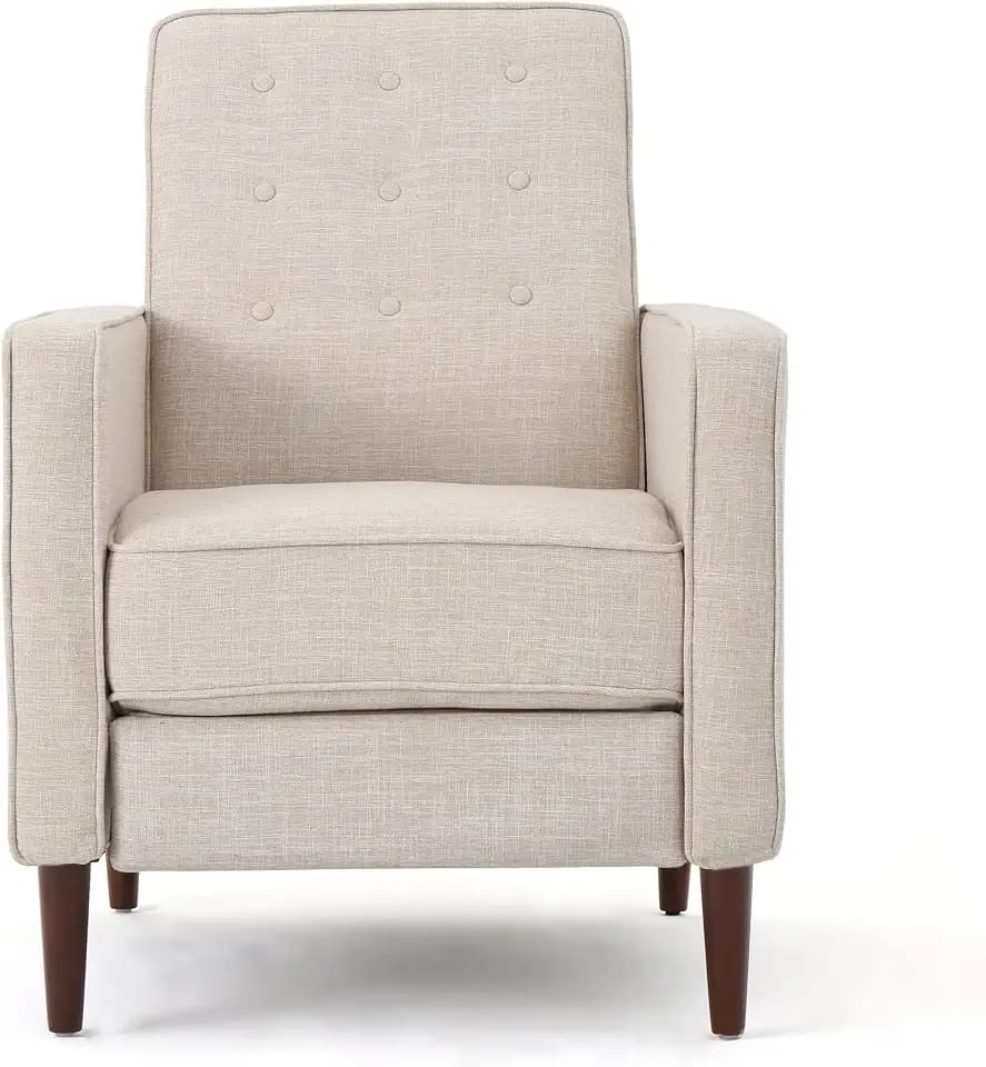Christopher Knight Home Macedonia Mid Century Modern Tufted Back Fabric Recliner (Cream)