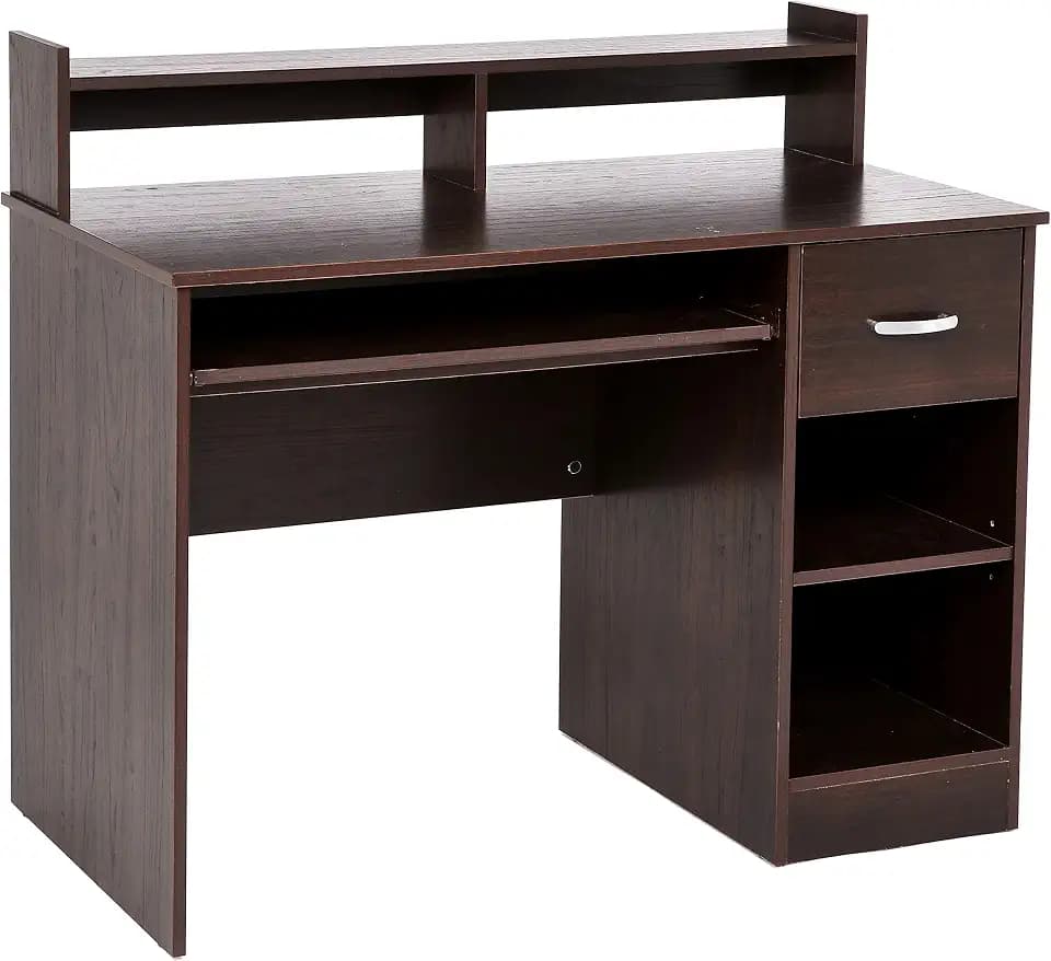 ROCKPOINT Axess Computer Keyboard Tray and Drawer Small Home Office Bedroom, Homework and School Studying Writing Desk for Student with Storage,Royal Cherry