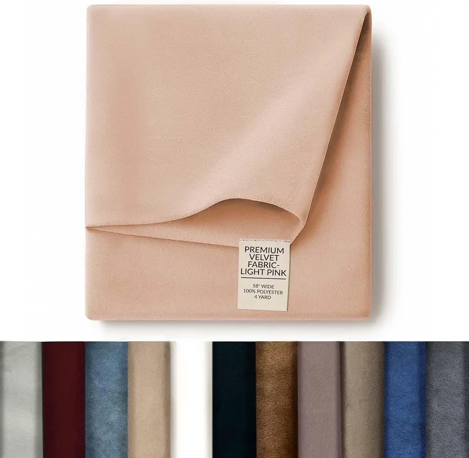 Greaton 58-Inch Wide Premium Velvet Material Fabric for Drapery, Upholstery, and Bedding, 100 Percent Polyester Velvet Cloth for Crafts and Home Decor, L Pink, 4 Yards